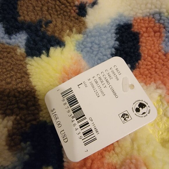 Free People Hit The Slopes Fleece Pullover Jacket Womens L Camo Cozy Casual Boho - Picture 4 of 6